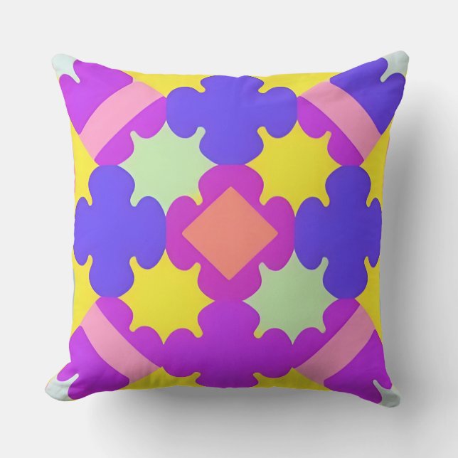 Coussin Conception Abstraite Géométrique Colorée (Recto)