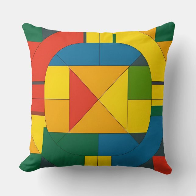 Coussin Conception Abstraite Géométrique Colorée (Recto)