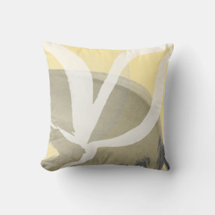 Coussin Conception abstraite gris jaune et blanc