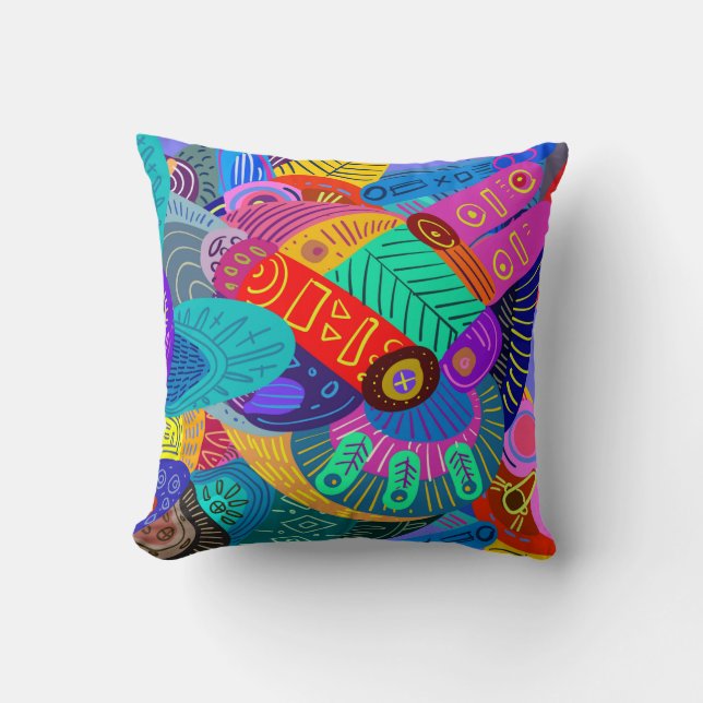 Coussin Conception abstraite super amusante et colorée (Recto)