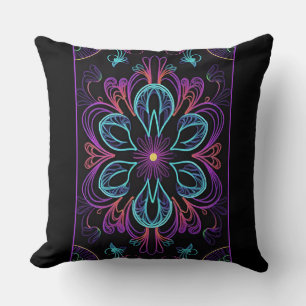 Coussin Conception Abstraite vibrante à deux motifs florau