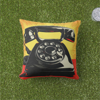 Coussin Conception Art Pop Téléphone Mi-Siècle Rétro