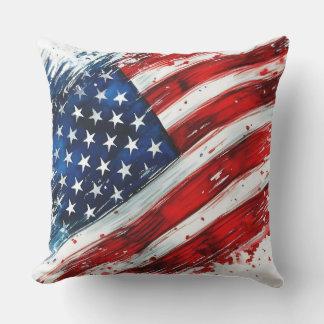 Coussin Conception artistique de coup de pinceau de drapea