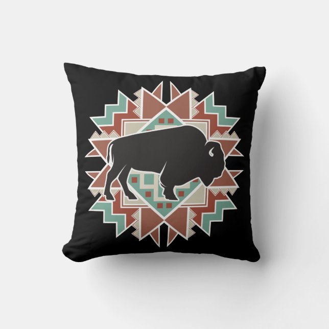 Coussin Conception autochtone de Buffalo Tribal (Recto)