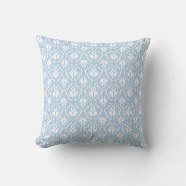 Coussin Conception blanche et bleu-clair de damassé (Recto)