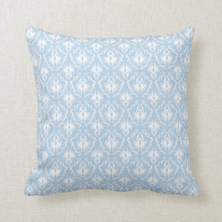 Coussin Conception blanche et bleu-clair de damassé