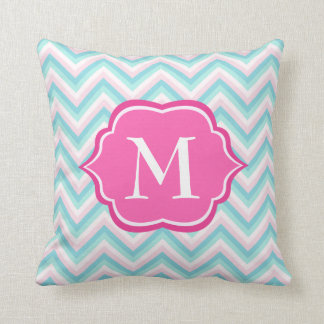 Coussin Conception blanche rose bleue de monogramme de