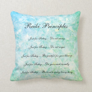 Coussin Conception bleue de principes de Reiki de cristaux