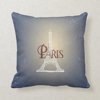 Coussin Conception bleue vintage élégante de Paris de Tour