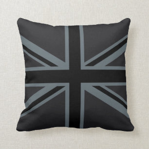 Coussin Conception BRITANNIQUE noire de drapeau d'Union