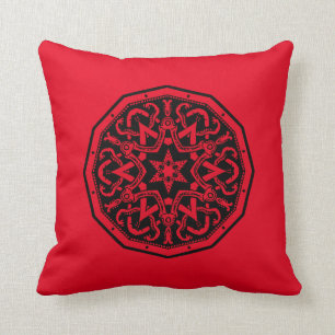 Coussin Conception celtique rouge et noire