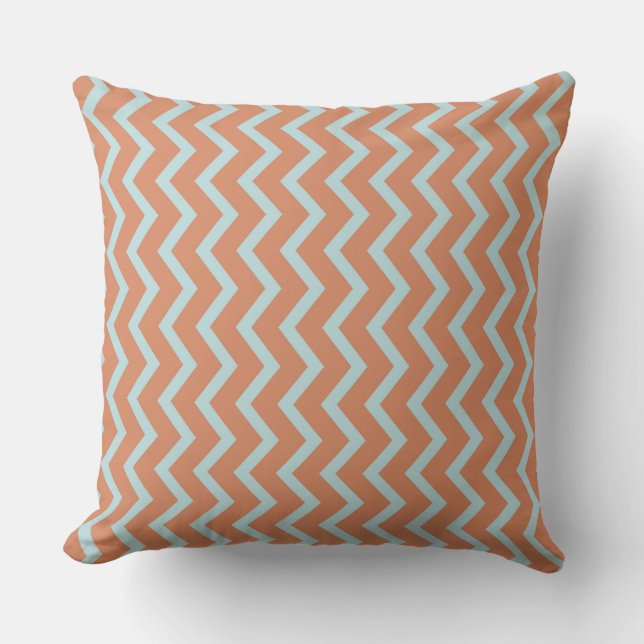 Coussin Conception Chevron Gras : Rayure Orange et Bleu Cl (Recto)