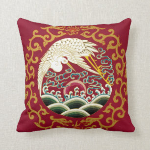 Coussin Conception chinoise de cigogne et de dragon