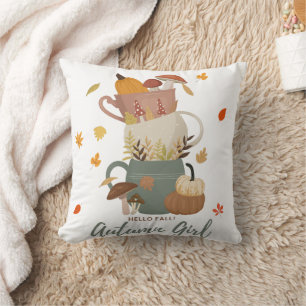 Coussin Conception citrouille fille automne