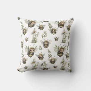 Coussin Conception d'abeille à l'aquarelle mignonne   Abei