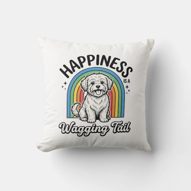 Coussin Conception d'amant de chien de queue qui remue de  (Recto)