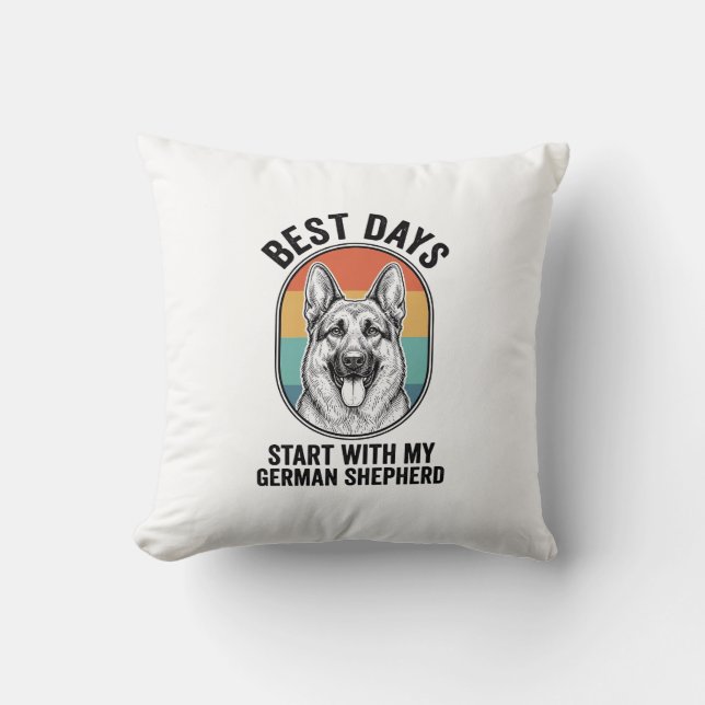 Coussin Conception d'amour de chien rétro d'art de berger  (Recto)