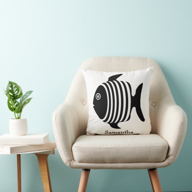 Coussin Conception d'ange de poisson noir et blanc personn (Chaise)