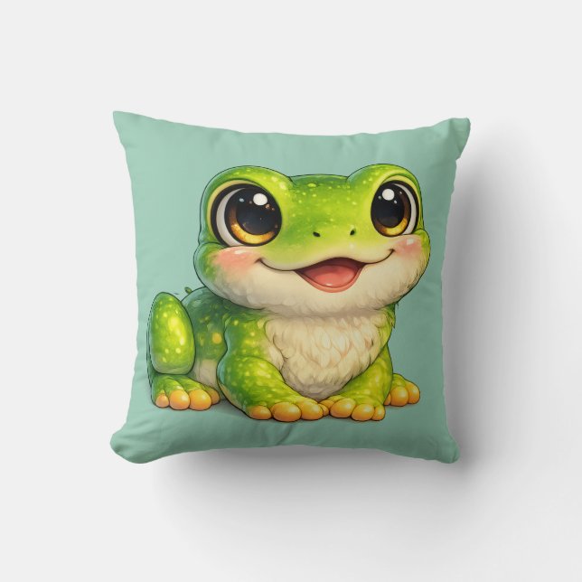 Coussin Conception d'animal Kawaii de grenouille mignonne  (Recto)