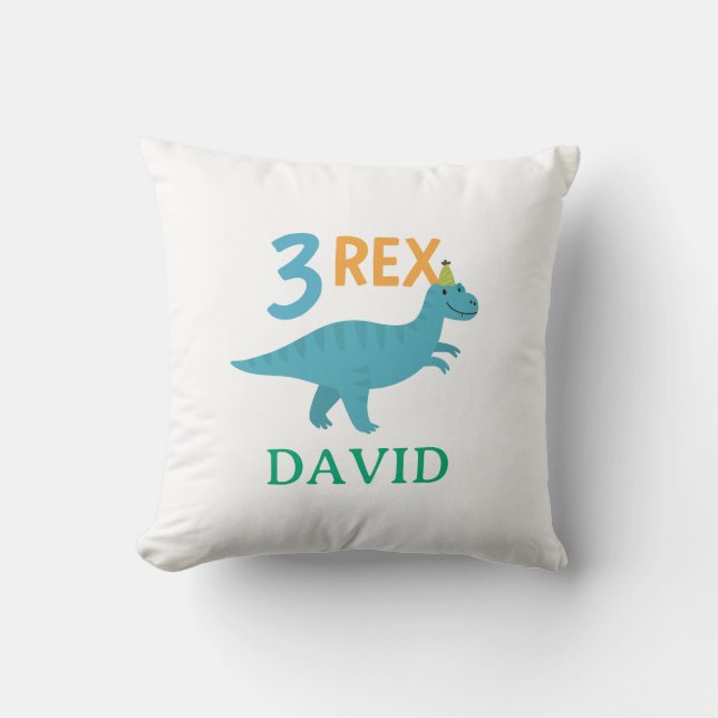 Coussin Conception d'anniversaire de dinosaure 3 Rex (Recto)
