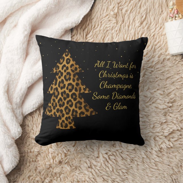 Coussin Conception d'arbre de Noël léopard chic (Couverture)