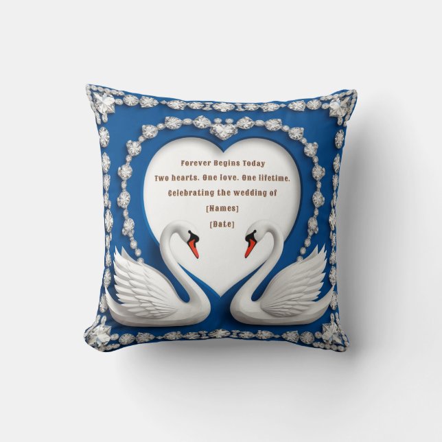 Coussin Conception d'arche de mariage amour cygne diamant  (Recto)