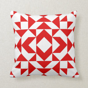 Coussin Conception d'art de courte géométrique de Noël rou