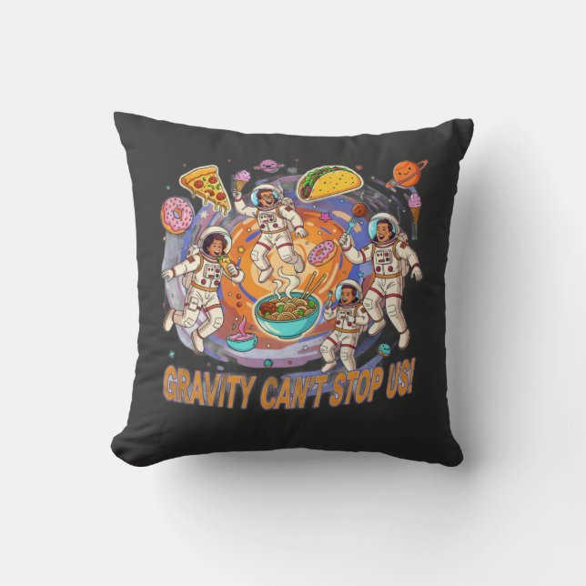 Coussin Conception d'aventure alimentaire spatiale amusant (Recto)