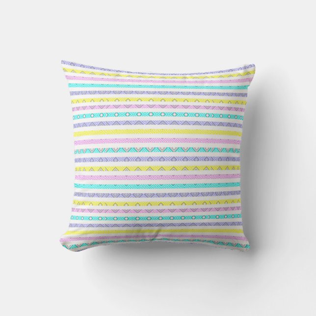 Coussin Conception de bandes abstraites colorées (Recto)