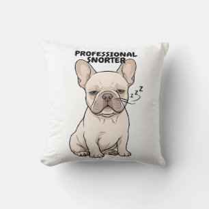 Coussin Conception de bouledogue français drôle de renifle