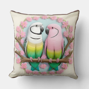 Coussin Conception de cadeau de paire de perroquet coloré 