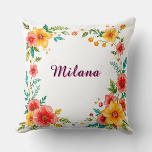 Coussin Conception de cadre floral avec des fleurs en papi