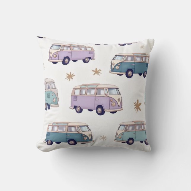 Coussin Conception de camping-car à l'aquarelle (Recto)
