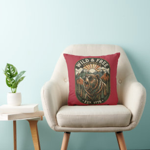 Coussin Conception de camping rétro pour les amoureux de l