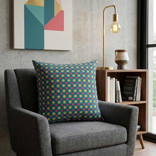 Coussin Conception de carré de point géométrique entrelacé (Créateur téléchargé)