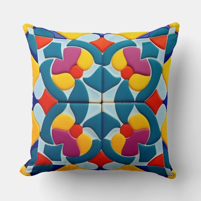 Coussin Conception de carreaux géométriques abstraits aux  (Recto)