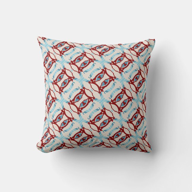 Coussin Conception de carreaux inclinés beige et bleu clai (Recto)