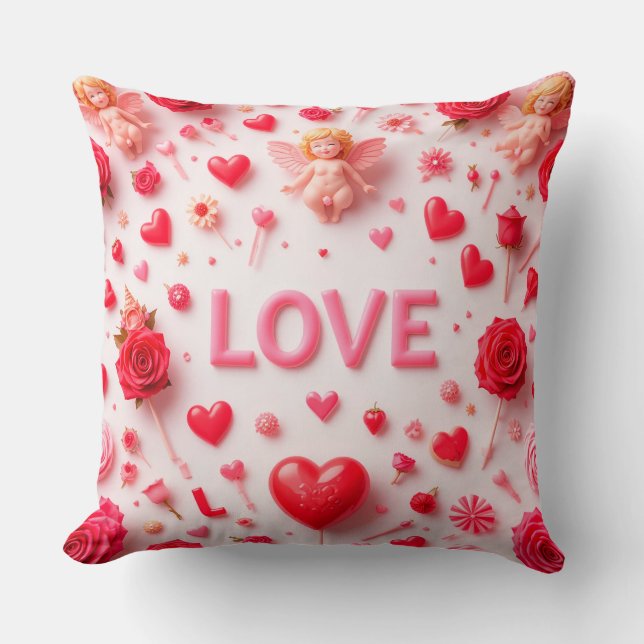 Coussin Conception de carte de Saint-Valentin romantique (Recto)