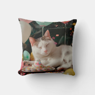 Coussin Conception de célébration d'anniversaire de chat a
