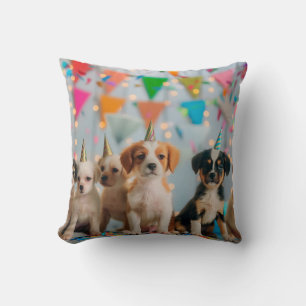 Coussin Conception de célébration d'anniversaire de chiots