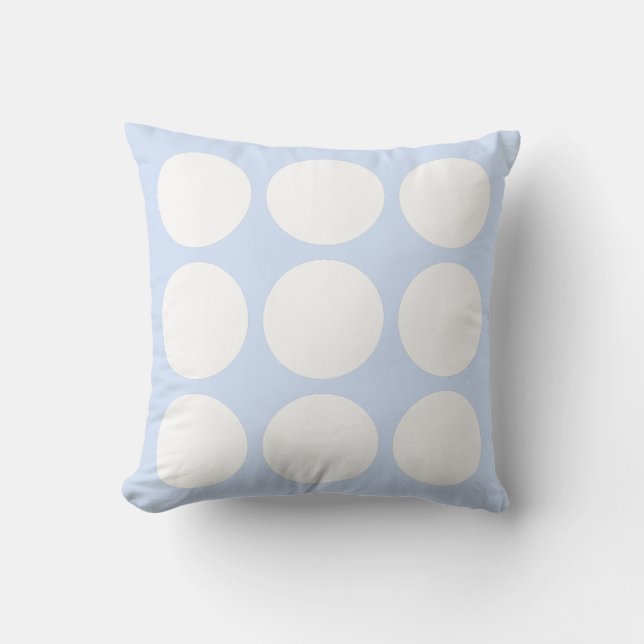 Coussin Conception de cercle abstrait bleu pastel et blanc (Recto)