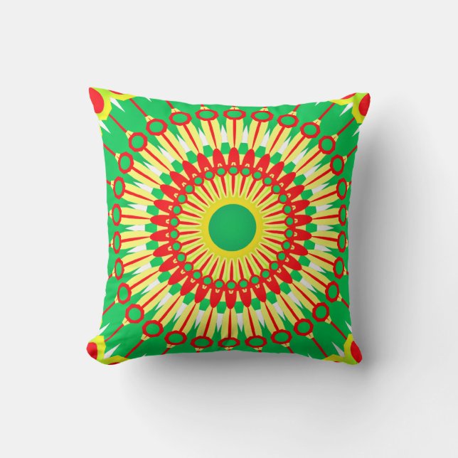 Coussin Conception de cercle rouge vert mandala-58577 (Recto)