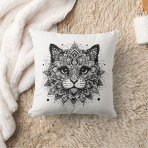 Coussin Conception de chat à motif mandala