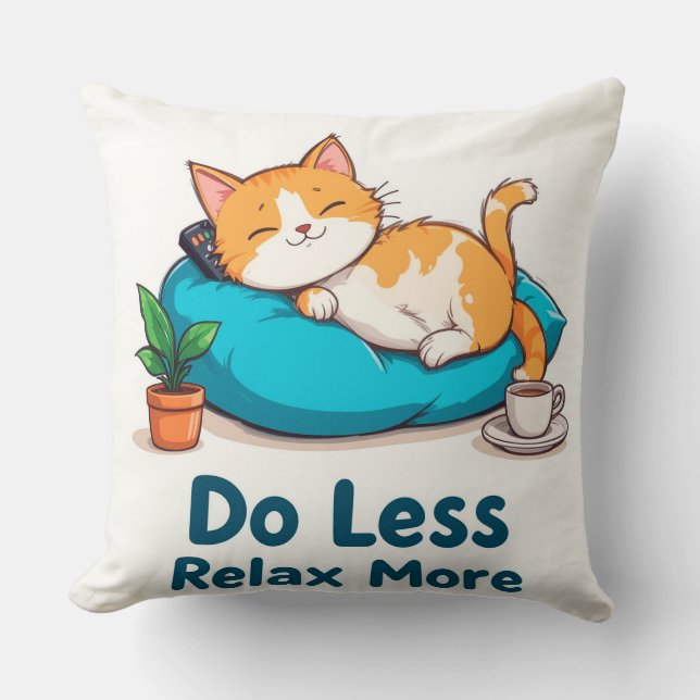 Coussin Conception de chat allongé avec légende (Recto)
