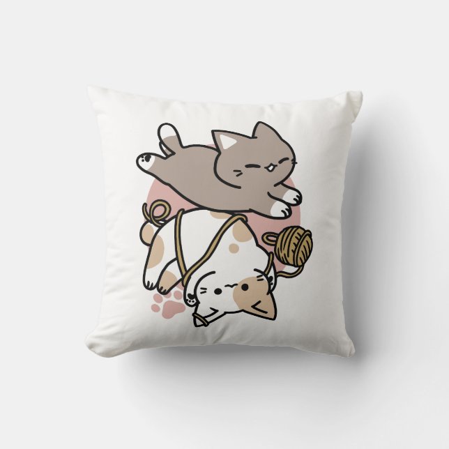 Coussin Conception de chats mignons et joueurs – Art de pa (Recto)