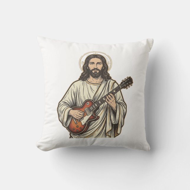 Coussin Conception de chemise à gravure de guitariste sacr (Recto)
