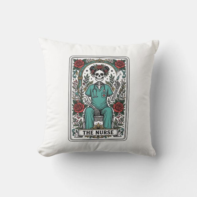 Coussin Conception de chemise de carte de tarot d'infirmiè (Recto)