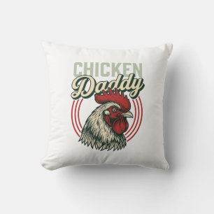 Coussin Conception de chemise de coq de papa de poulet vin