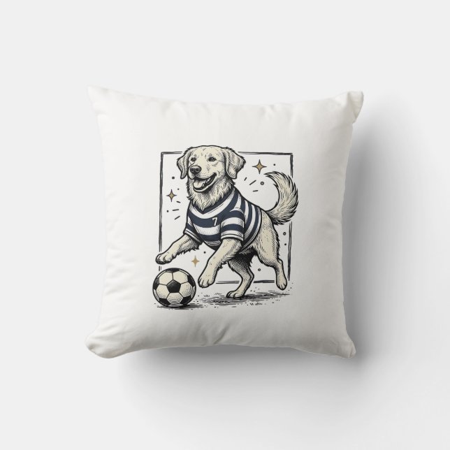 Coussin Conception de chemise de gravure de chien de footb (Recto)