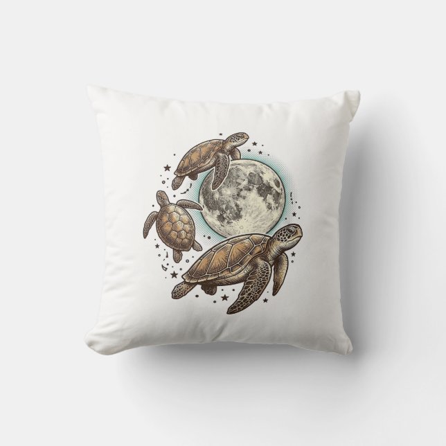 Coussin Conception de chemise de gravure de tortue de mer  (Recto)
